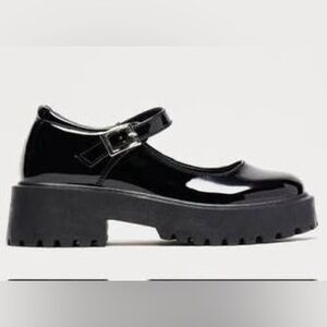 Black Patent Leather Platform Mary Jane Shoes